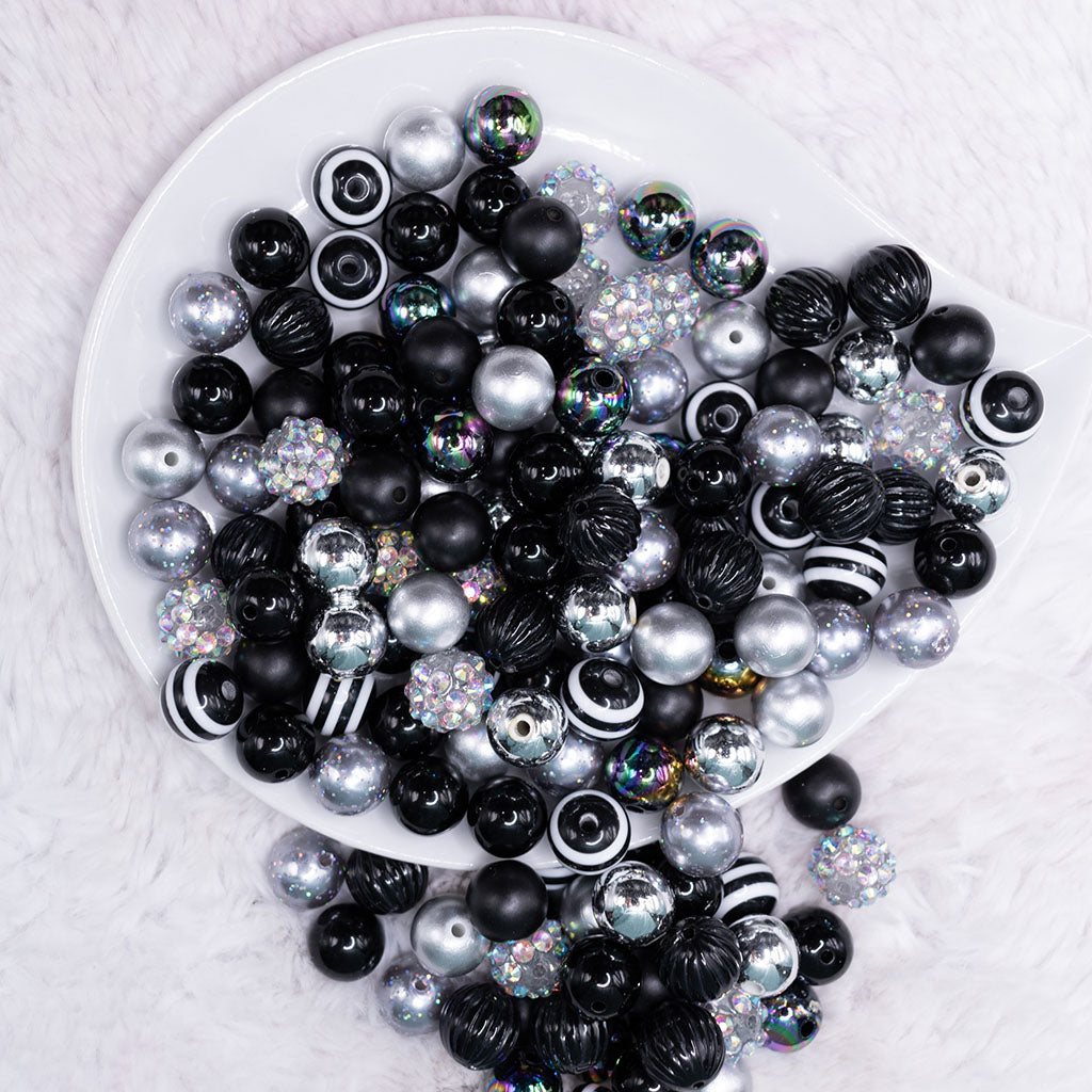 12mm Silver STARTER PACK Acrylic Bubblegum Bead Mix - 600 BEADS!