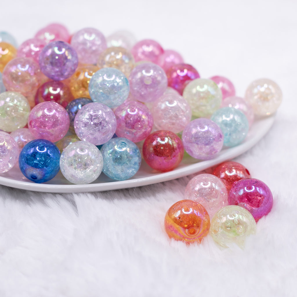 16mm Solid Color Mix Acrylic Bubblegum Beads Bulk - 100 Count