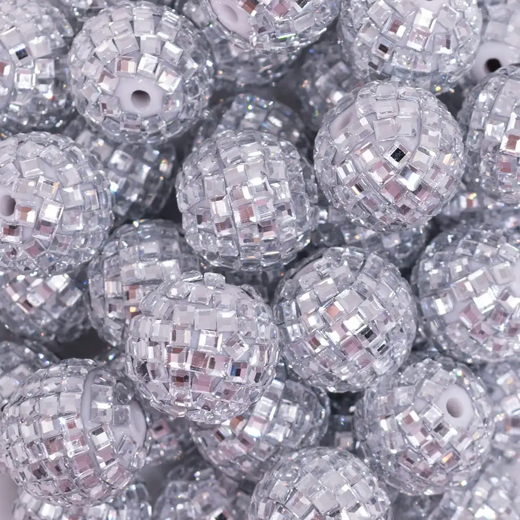 20mm Mirror Disco Faceted Pearl Bubblegum Beads | The BumbleBead