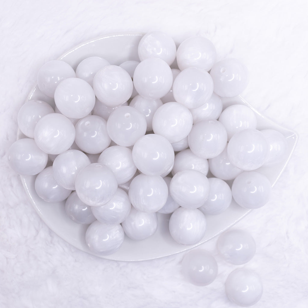 20mm White Solid Bubblegum Beads