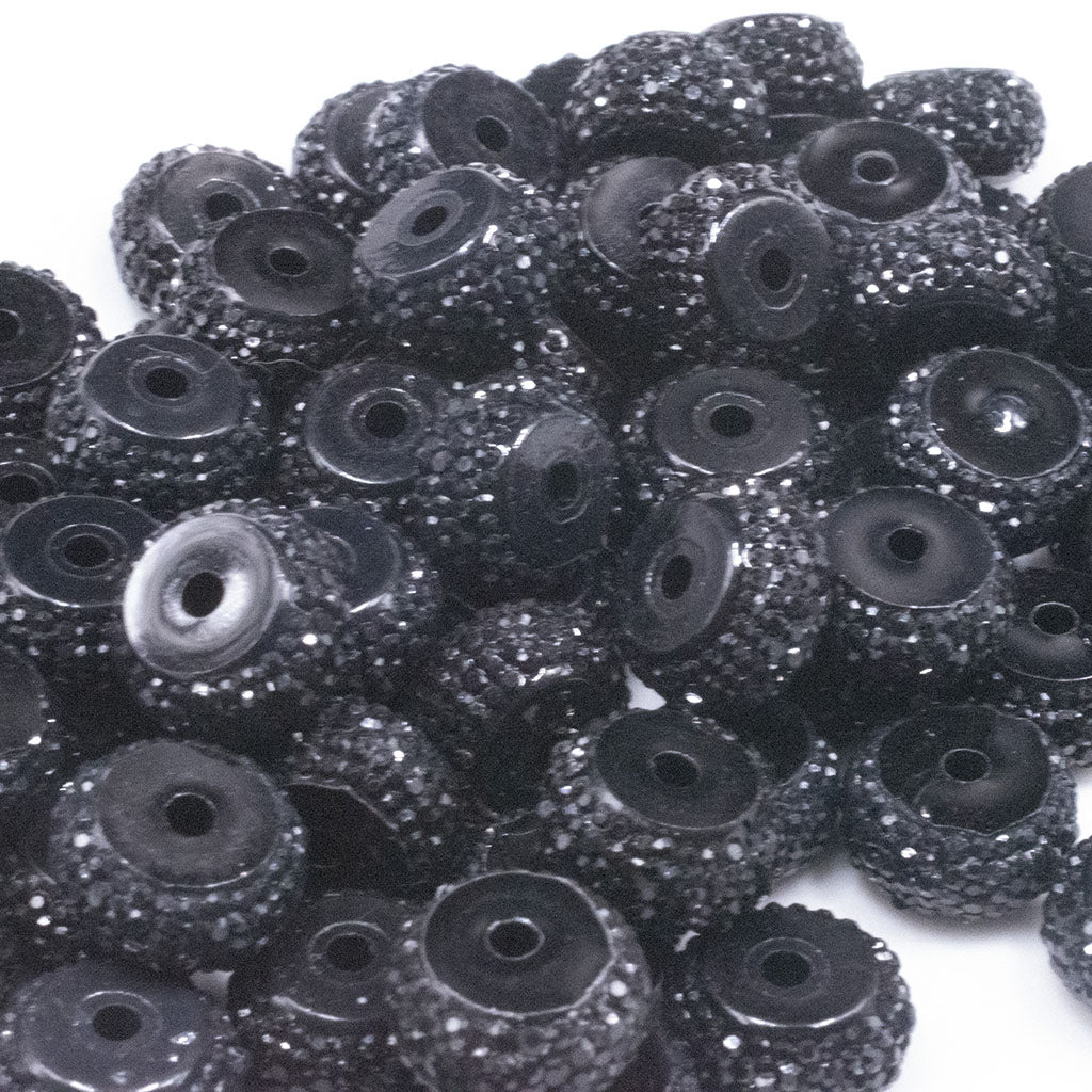Large Hole Crystal Rhinestone Rondelle Spacer Beads--Black – USA Silicone  Bead Supply Princess Bead Supply