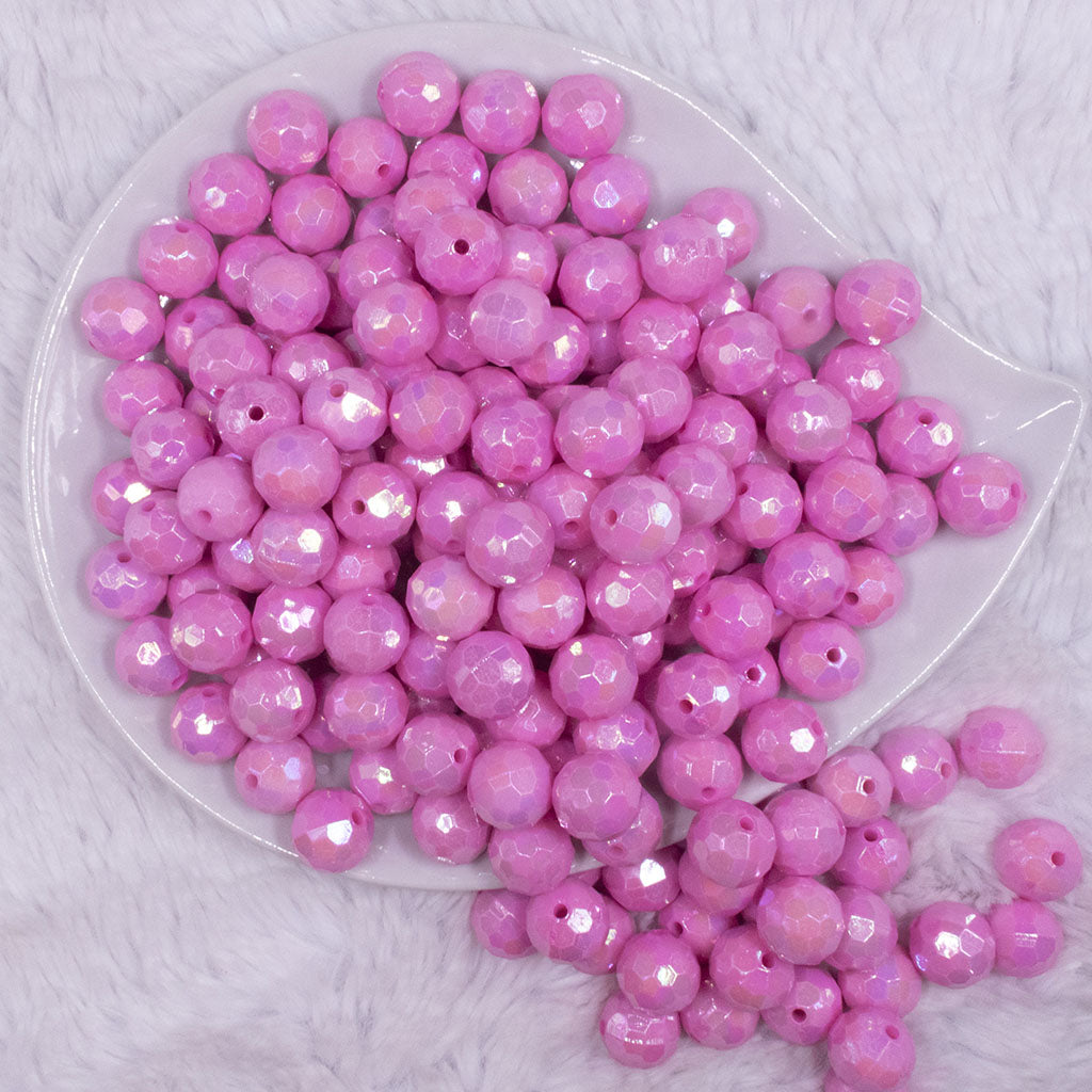 12mm Rose Glitter Acrylic Beads