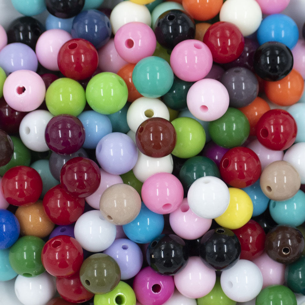 12mm Pastel Solid Color AB Mix Acrylic Bubblegum Beads Bulk [Choose Count]