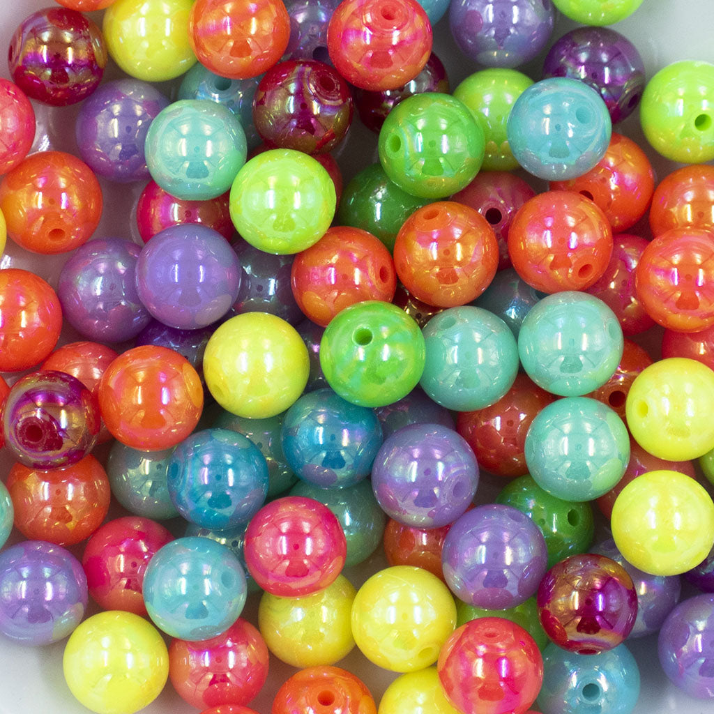 12mm Pastel Solid Color AB Mix Acrylic Bubblegum Beads Bulk [Choose Count]