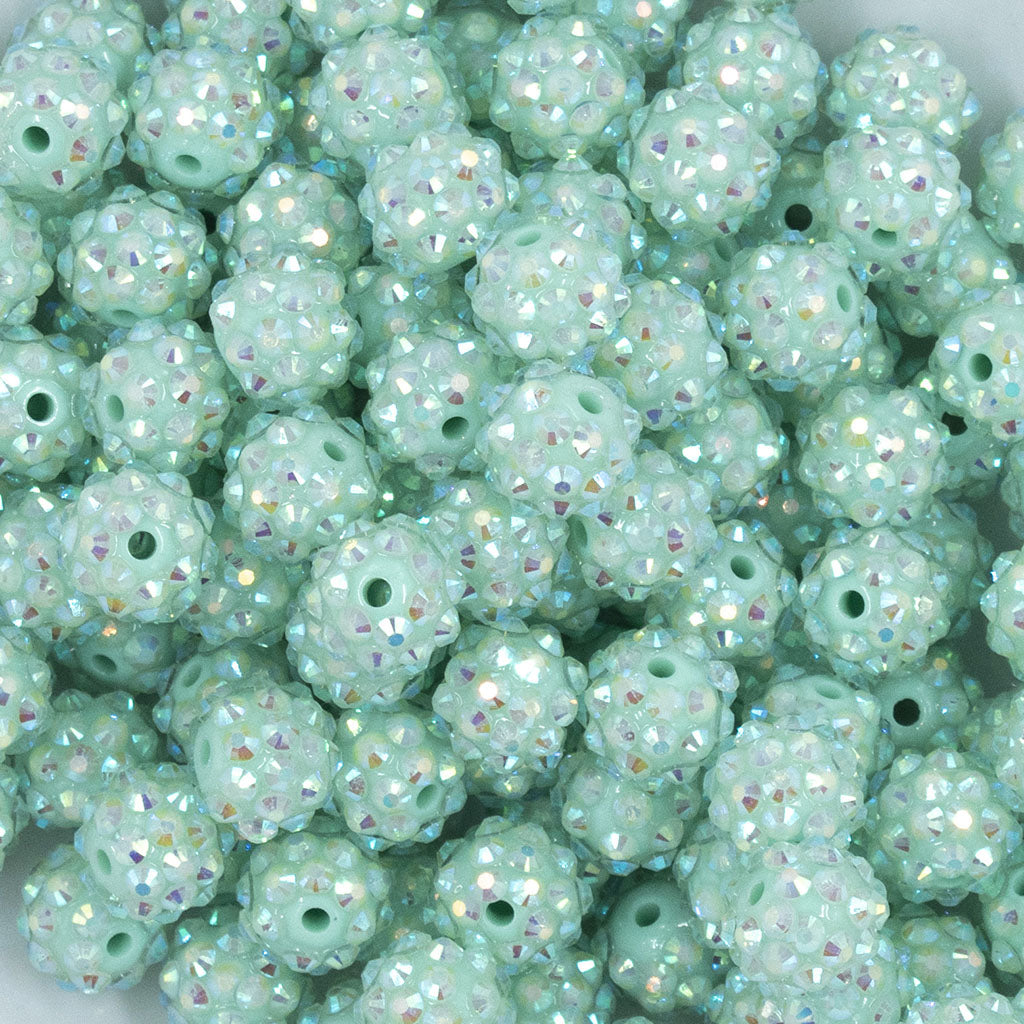 12mm- GORGEOUS Aqua Mermaid AB Rhinestone Beads - Bubblegum - Chunky -  Round Acrylic Beads for DIY and Jewelry Making Supplies