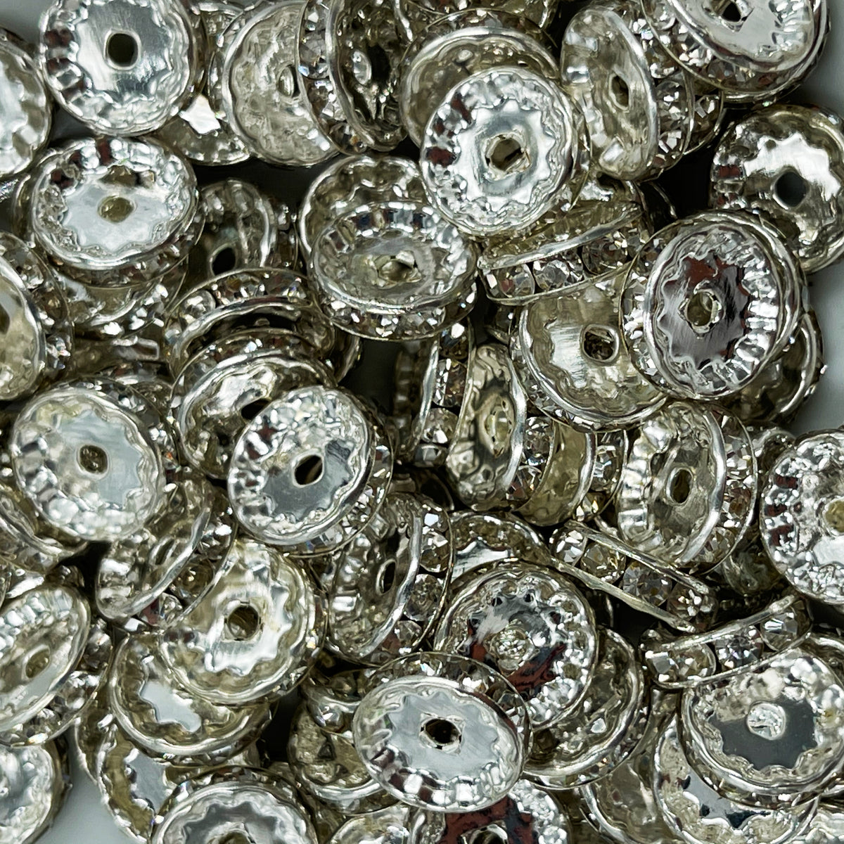 12mm Silver Rondelle Spacer Beads