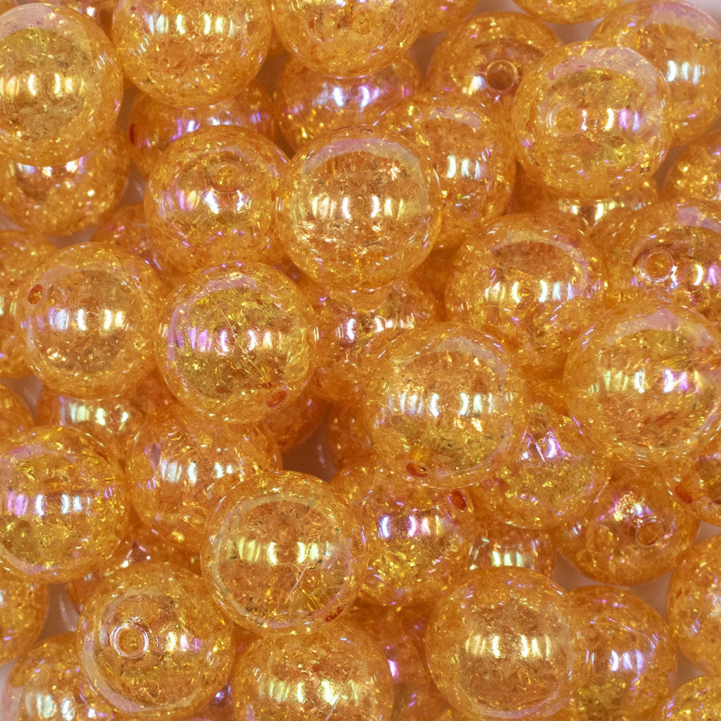 20mm Orange Crackle AB Bubblegum Beads