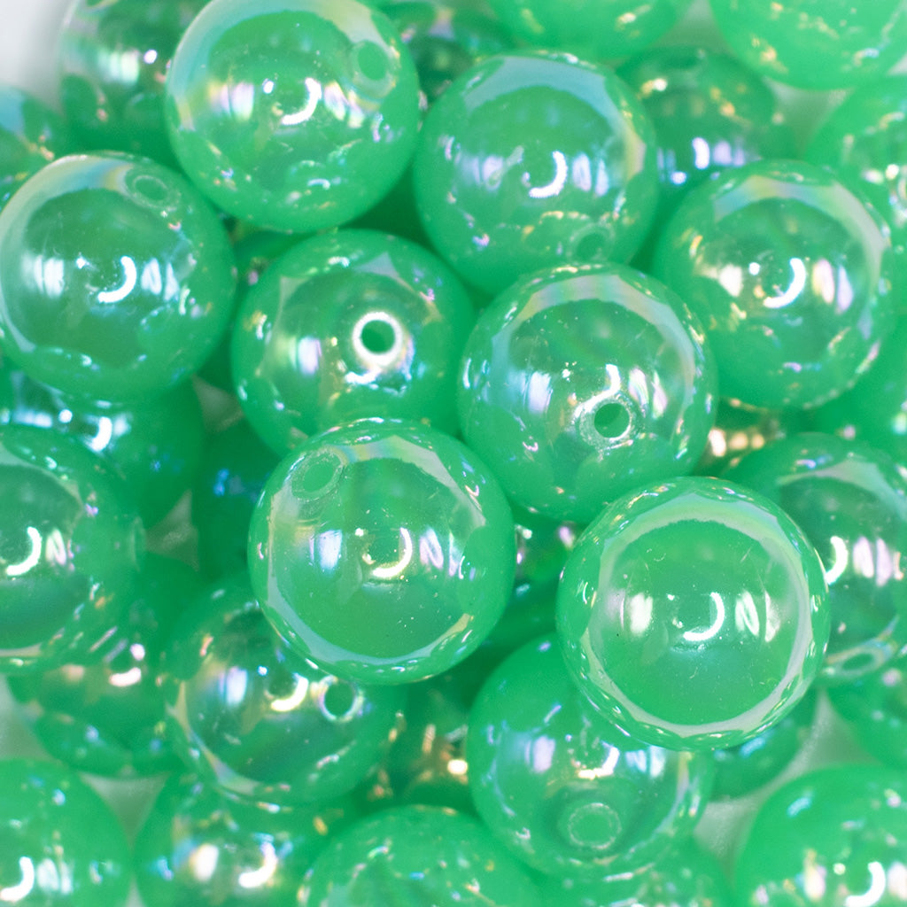 20mm Green Jelly AB Acrylic Chunky Bubblegum Beads | The BumbleBead Company