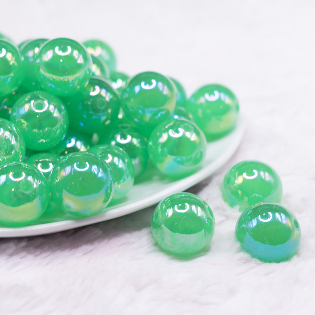 20mm Green Jelly AB Acrylic Chunky Bubblegum Beads | The BumbleBead Company