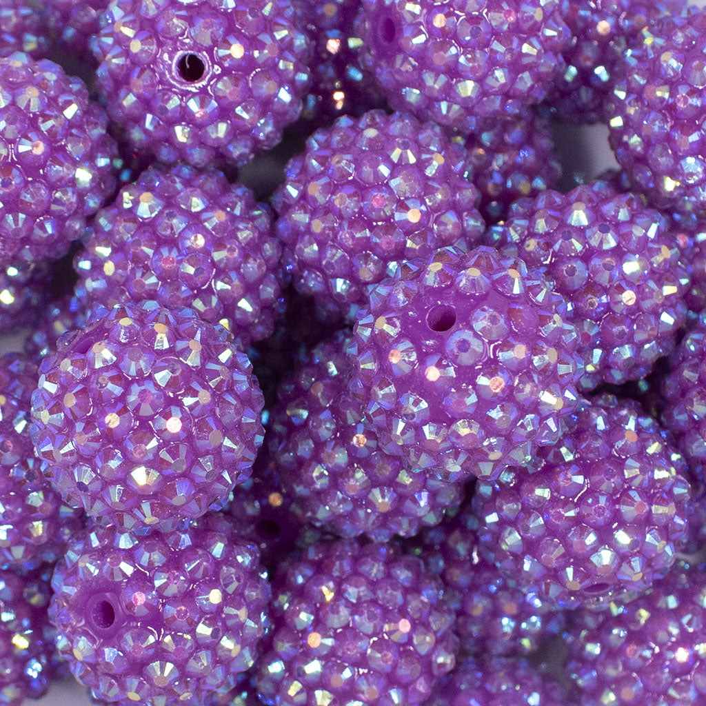 20mm Off White Rhinestone AB Acrylic Bubblegum Beads
