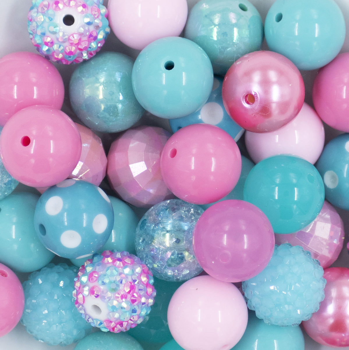 20mm "Pink & Aqua" Acrylic Bubblegum Bead Mix [50 Count] | The ...