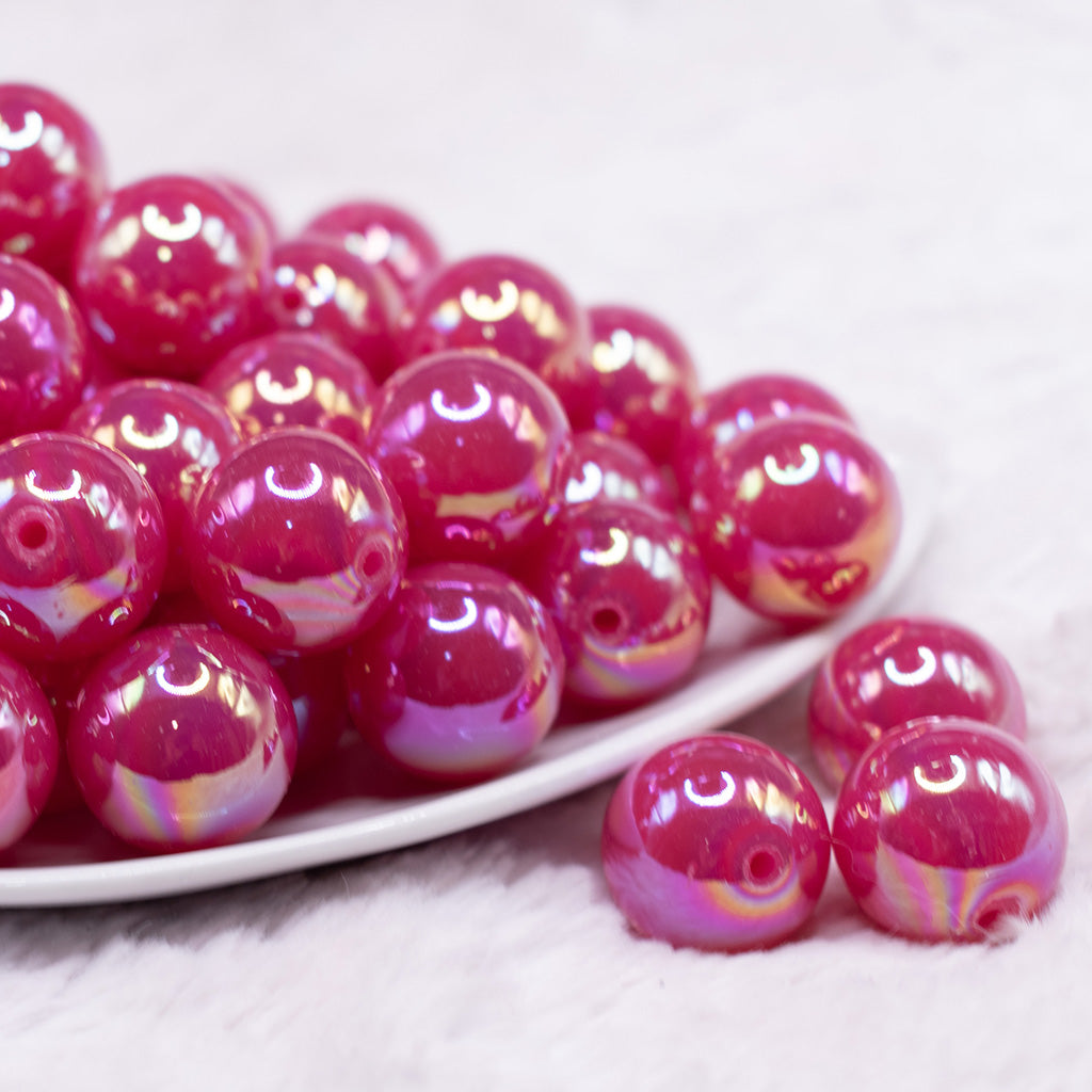 20mm Raspberry Red Jelly AB Acrylic Chunky Bubblegum Beads | The ...