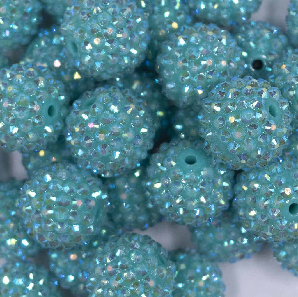 20mm Silver Rhinestone AB Bubblegum Beads