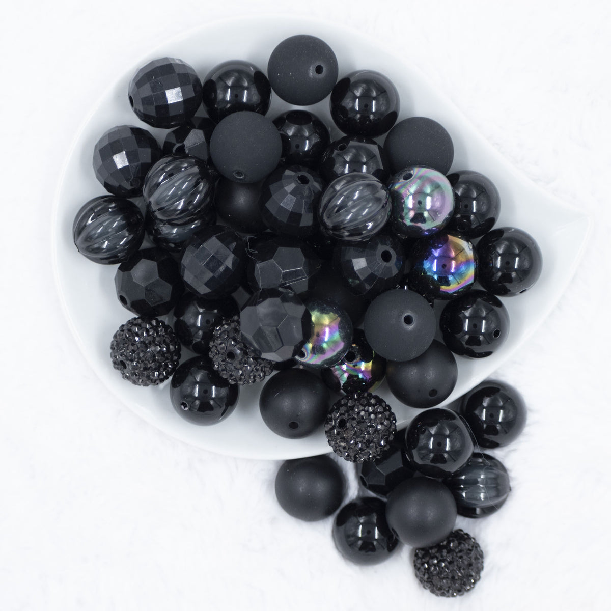 20mm Back In Black Chunky Acrylic Bubblegum Bead Mix - 50 Count | The ...