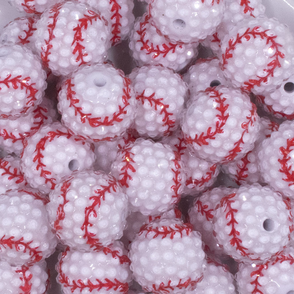 20mm Baseball Chunky Beads, Baseball Beads, Baseball Printed Beads, Acrylic  Beads
