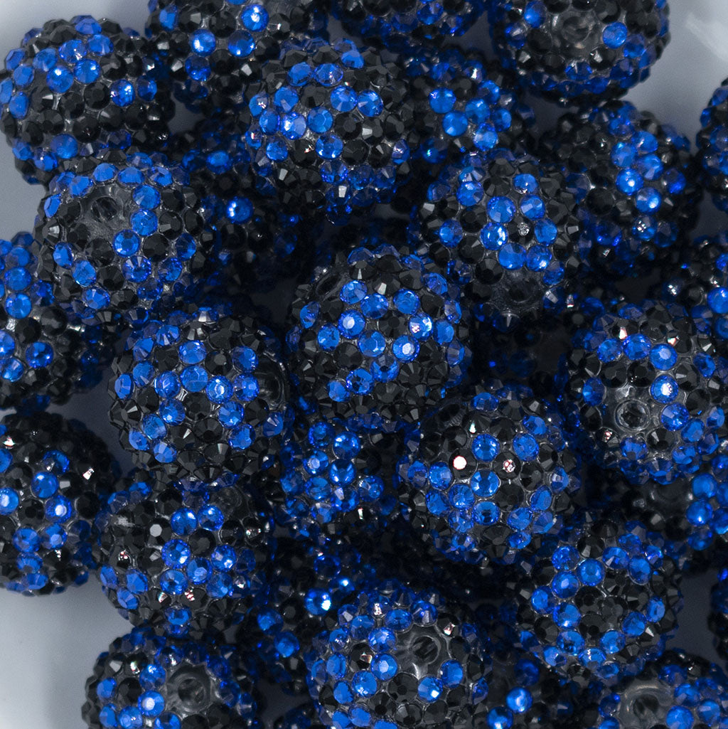 20mm Navy Blue Rhinestone Bubblegum Beads