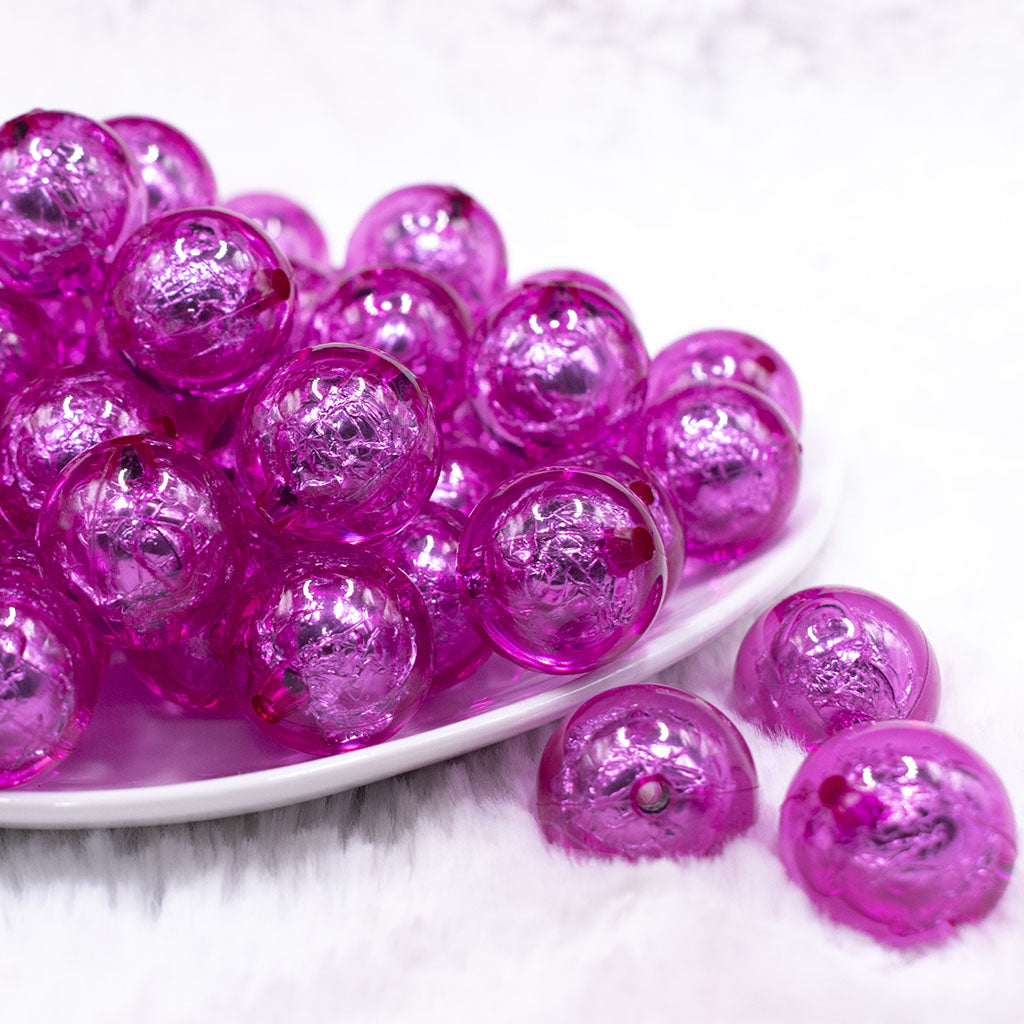 20mm Hot Pink Foil Bubblegum Beads The Bumblebead Company 