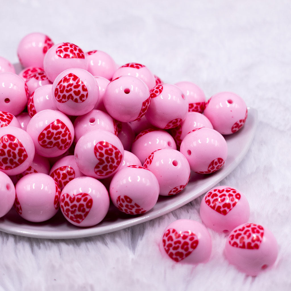 20mm Pink Leopard Heart Beads – Sassy Bead Shoppe