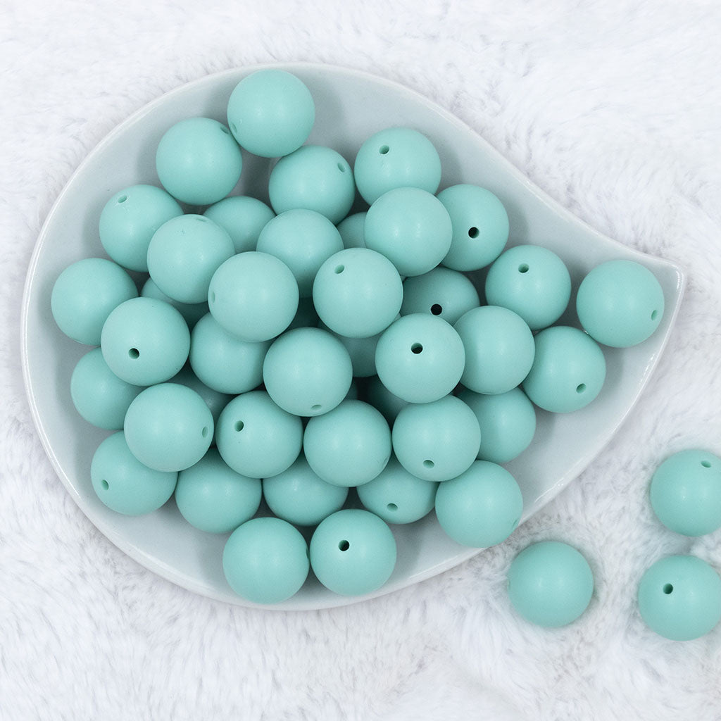 20mm Teal Green Solid Bubblegum Beads