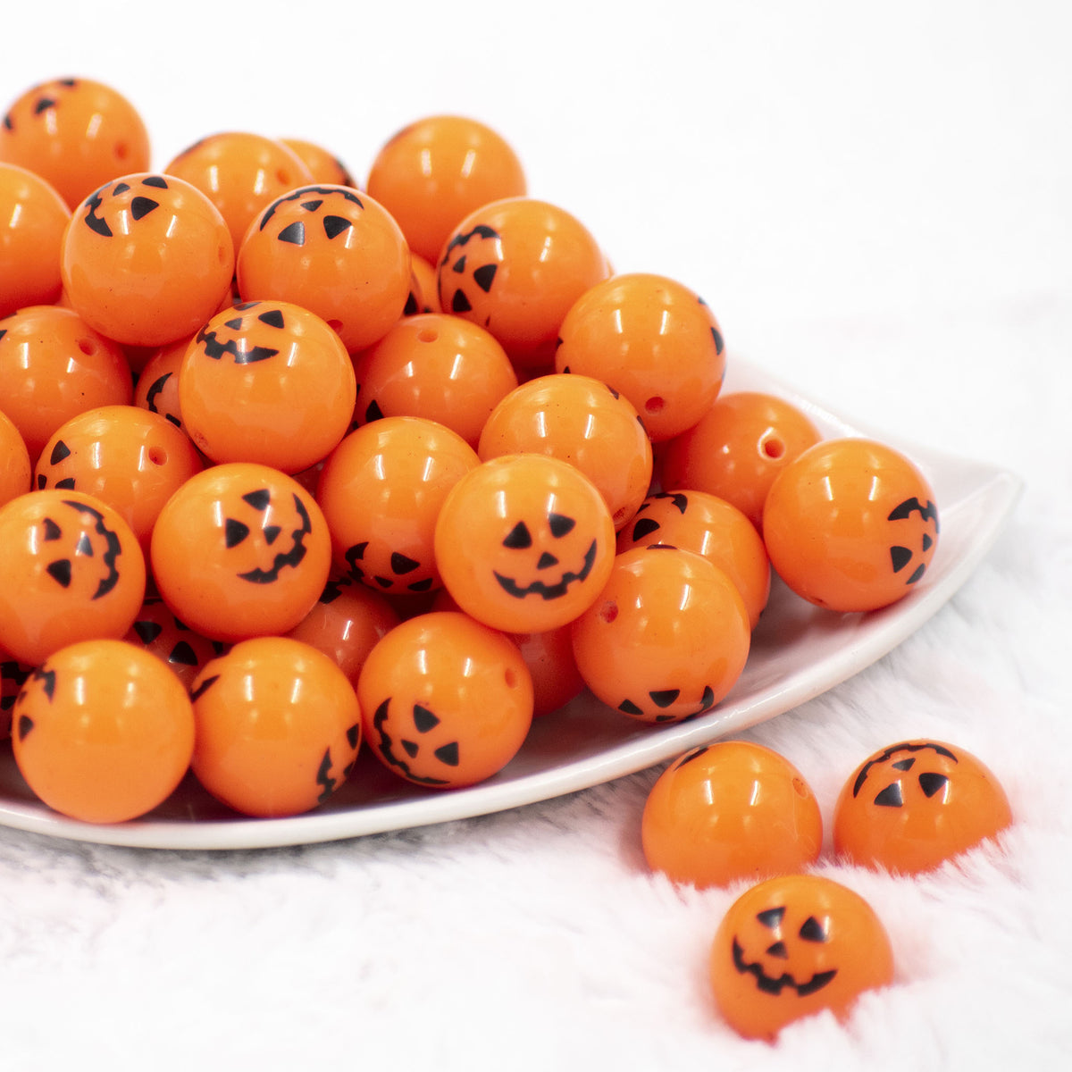 20MM Jack O Lantern Pumpkin Face Halloween print Chunky Bubblegum