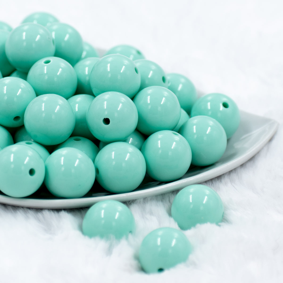 20mm Aqua Blue Solid Bubblegum Beads