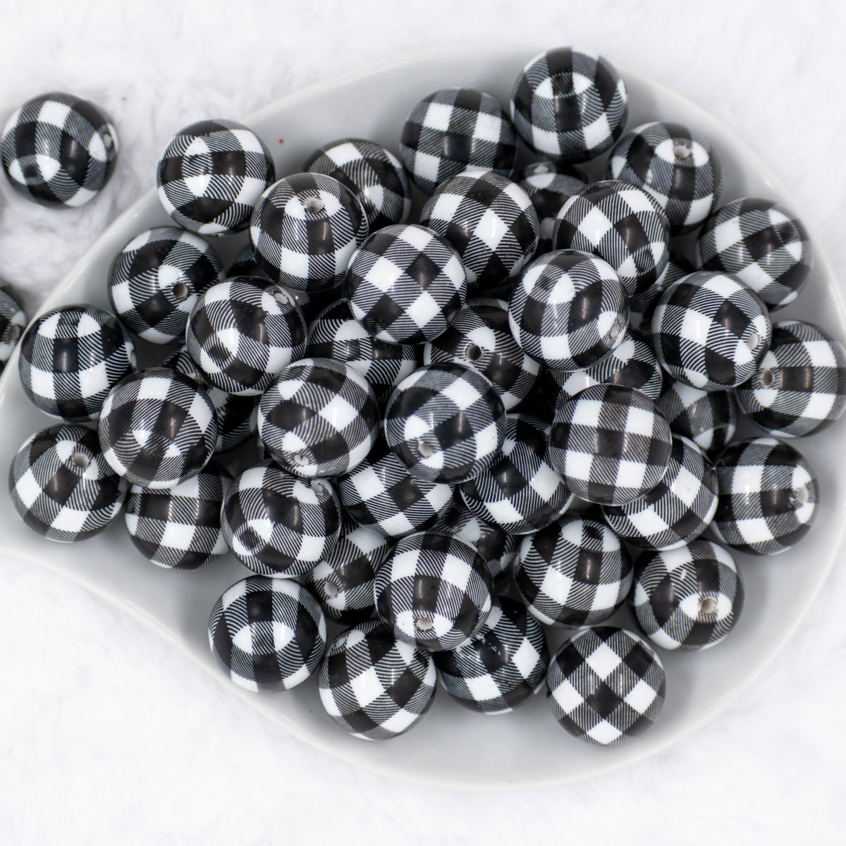 Black White Plaid Checkerboard Flat Round Clay Beads Polymer - Temu