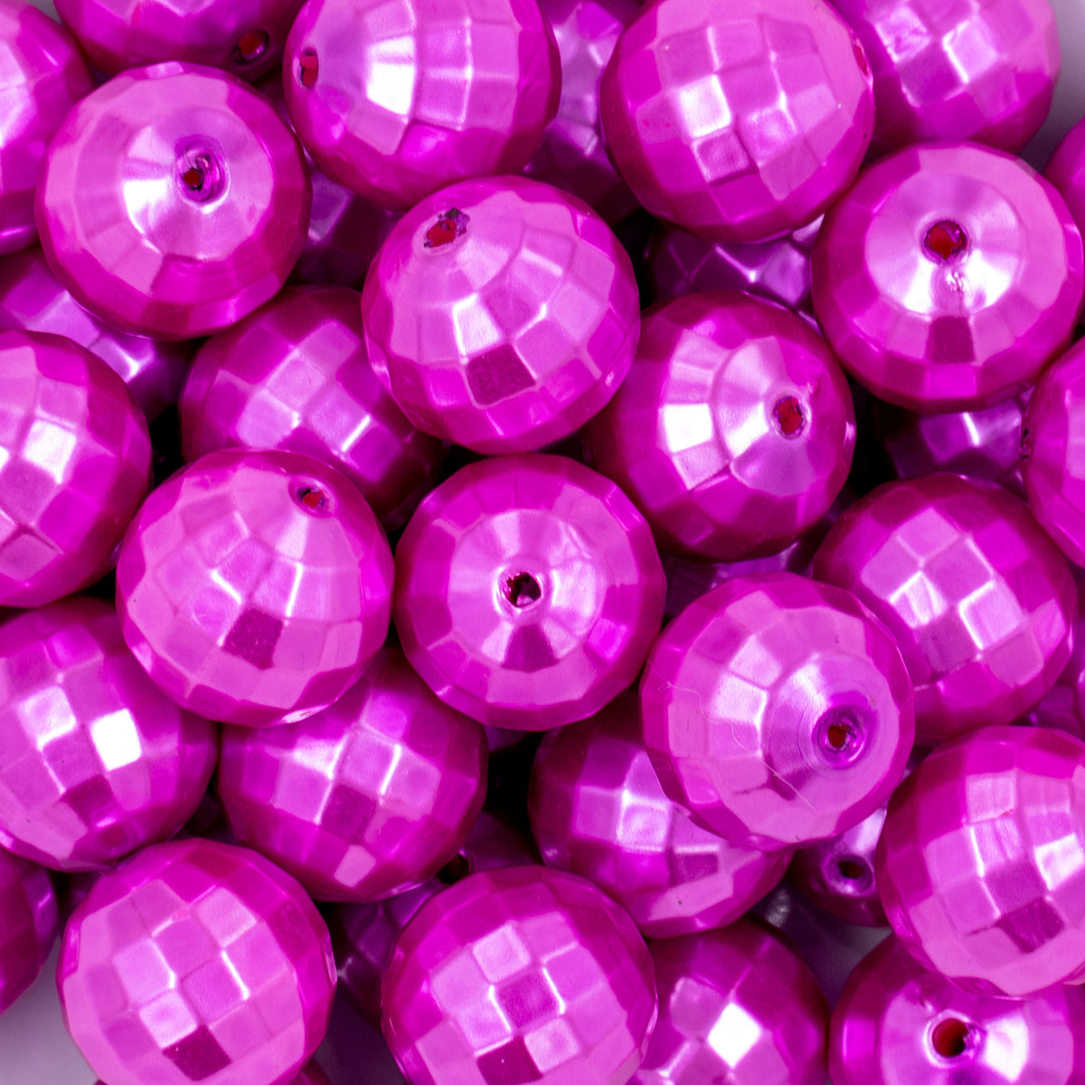 20mm Red Pearl Disco Faceted Chunky Bubblegum Beads, Acrylic