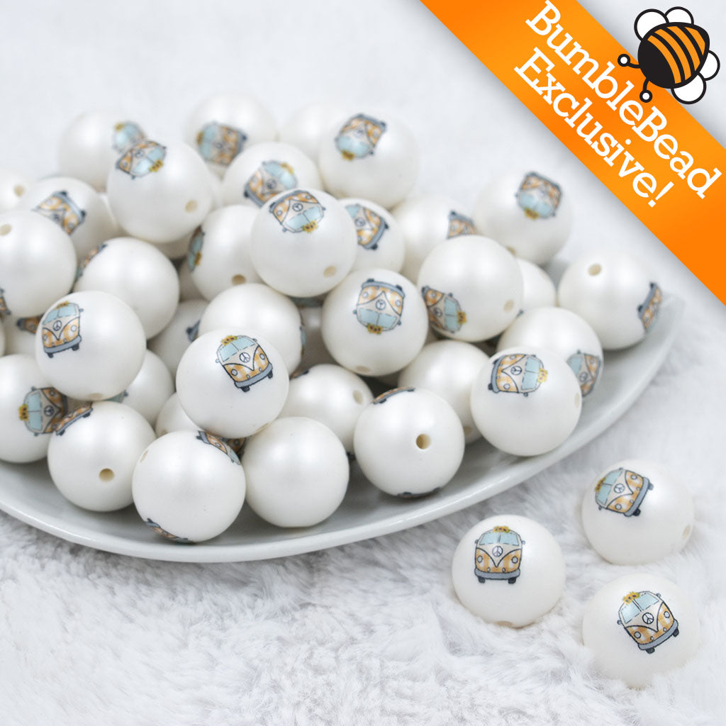 20mm Peace Bus Print Chunky Acrylic Bubblegum Beads [10 Count] | The ...