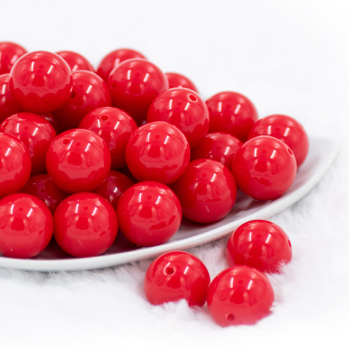 20mm Red Solid Bubblegum Beads | The BumbleBead Company