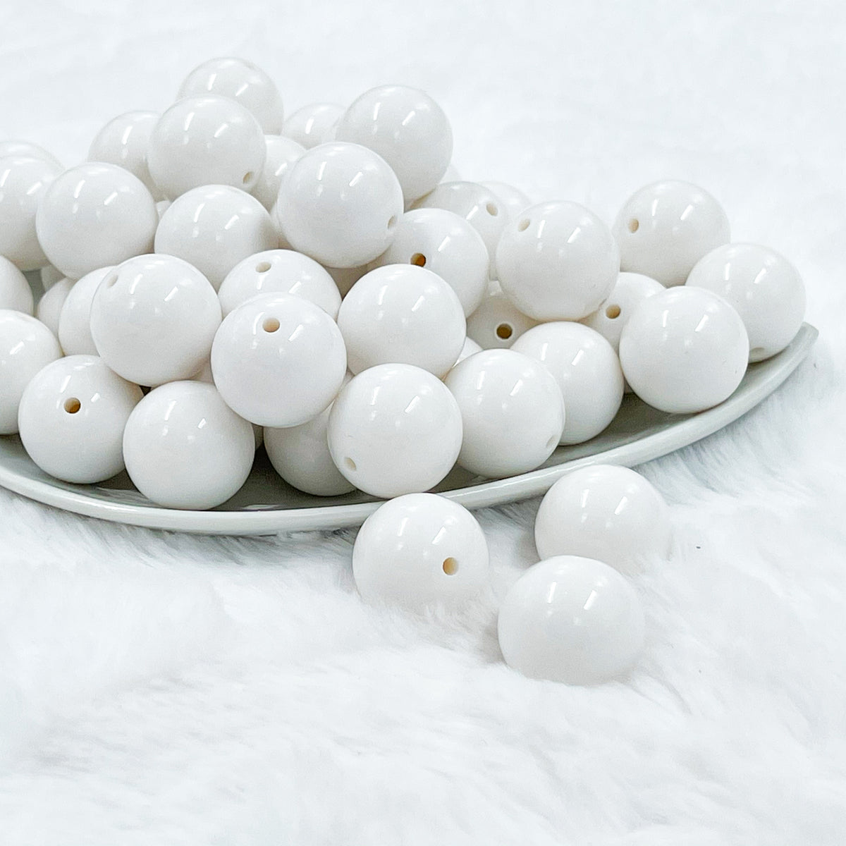 200 pcs Iridescent White AB Bubble Beads Plastic Craft Pearls 10mm Round