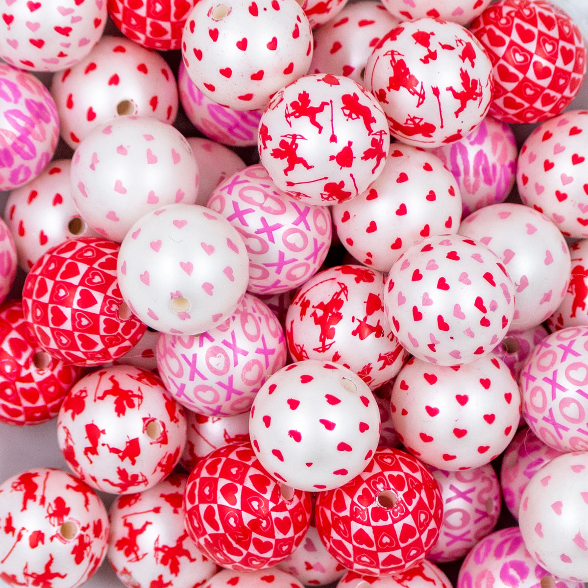 20mm love Struck Valentine's Day Acrylic Bubblegum Bead Mix, Resin