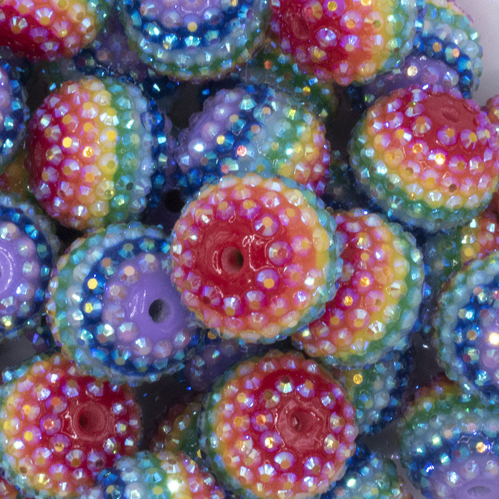 20mm Rainbow Confetti AB Rhinestone Bubblegum Beads