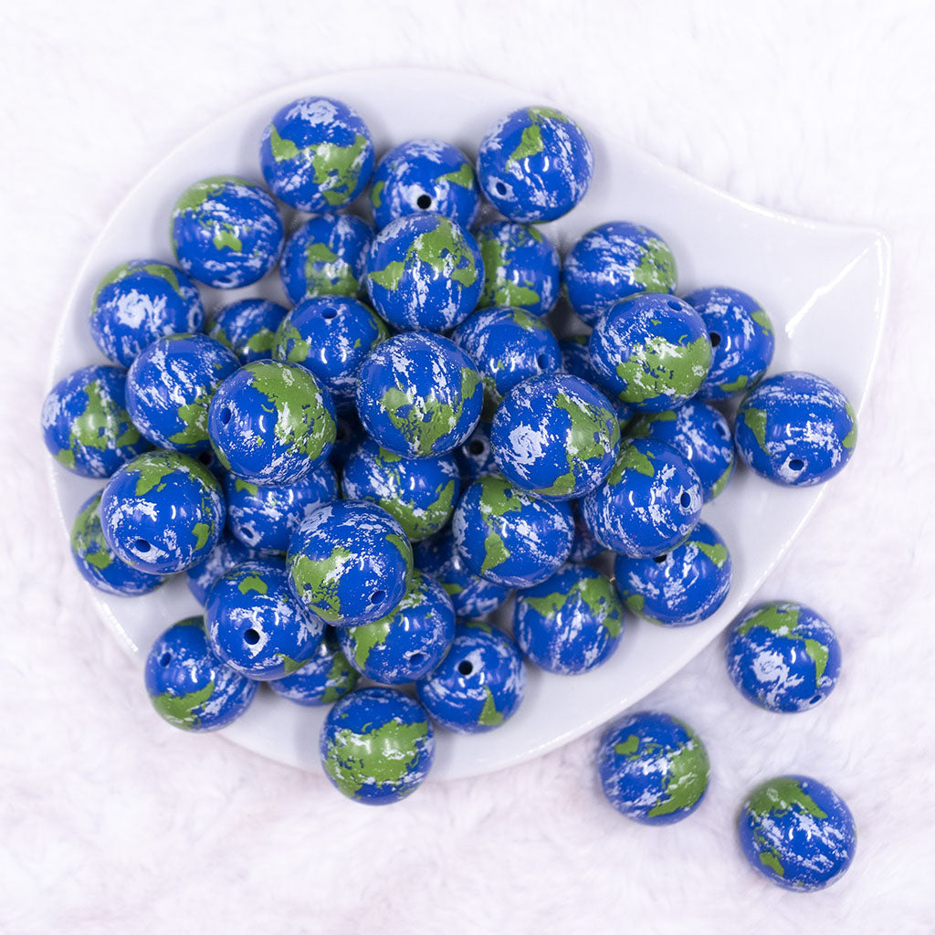 planet earth 20mm printed bubblegum beads – Bubblegum Beads AZ