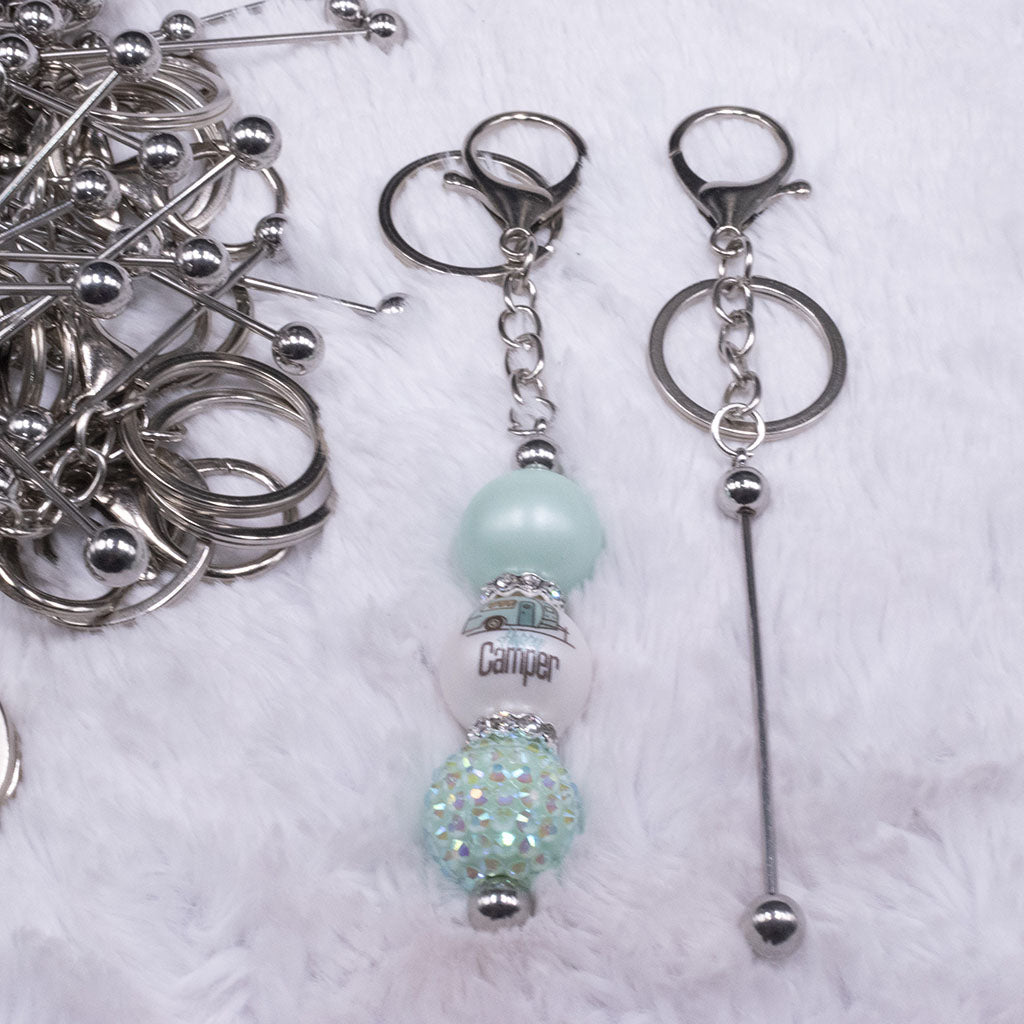 Custom Silver Keychains With Charm, Beaded Keyrings, Beaded