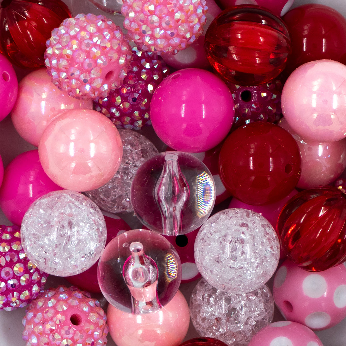 Mixed 20mm Red Pink White Valentine Beads Valentine Bubblegum