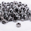 front view of a pile of 10mm Black Large Hole Rondelle Spacer Beads - Set of 20