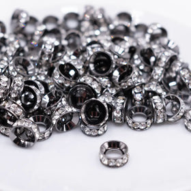 10mm Black Large Hole Rondelle Spacer Beads - Set of 20