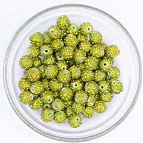 10mm Green Pave Disco Rhinestone Clay Bead