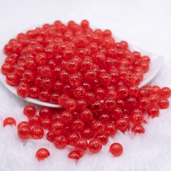 front view of a pile of 10mm Red Crackle Bubblegum Beads Wholesale Lot