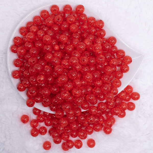 top view of a pile of 10mm Red Crackle Bubblegum Beads Wholesale Lot