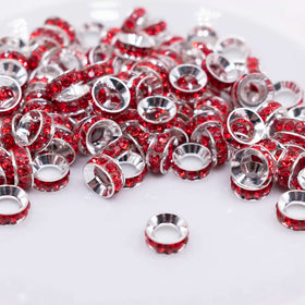 10mm Red Large Hole Rondelle Spacer Beads - Set of 20