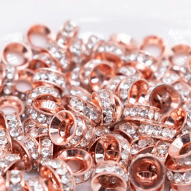 10mm Rose Gold Large Hole Rondelle Spacer Beads - Set of 20