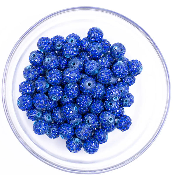 10mm Royal Blue Pave Disco Rhinestone Clay Bead