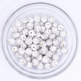 10mm White Pave Disco Rhinestone Clay Bead