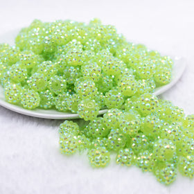 12mm Apple Green Rhinestone AB Bubblegum Beads