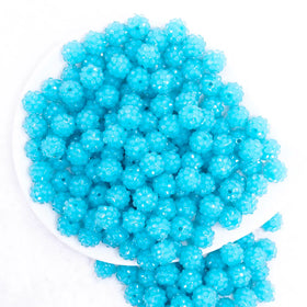 12mm Blue Neon Rhinestone Bubblegum Beads