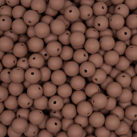 12mm Caramel Brown Round Silicone Bead
