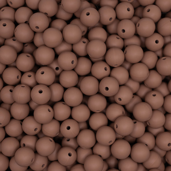 top view of a pile of 12mm Caramel Brown Round Silicone Bead