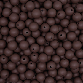 12mm Chocolate Brown Round Silicone Bead