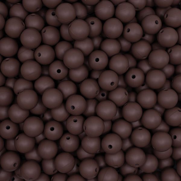 top view of a pile of 12mm Chocolate Brown Round Silicone Bead